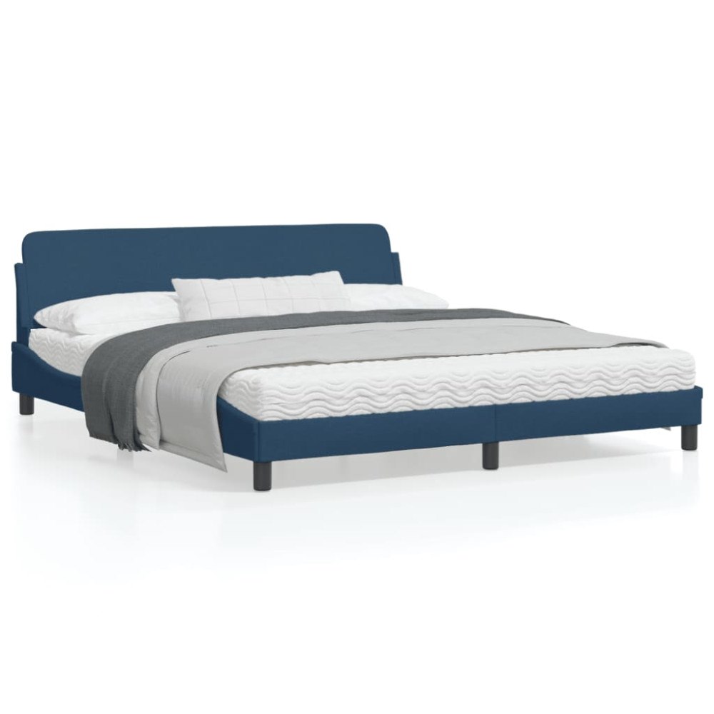 vidaXL Bed Frame with Headboard "Dover" Blue 180x200 cm Fabric