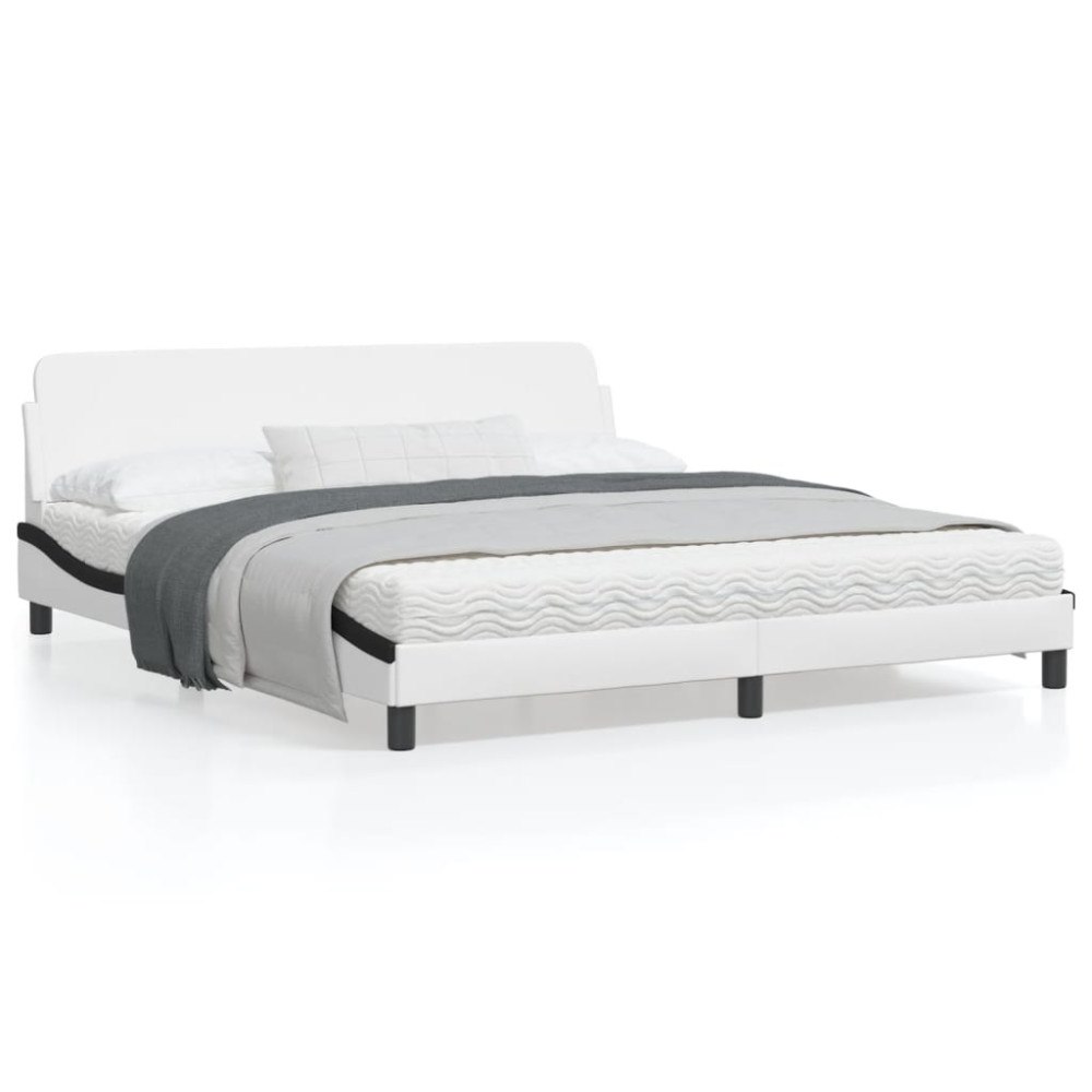 vidaXL Bed Frame "Dover" White&Black 180x200 cm Faux Leather