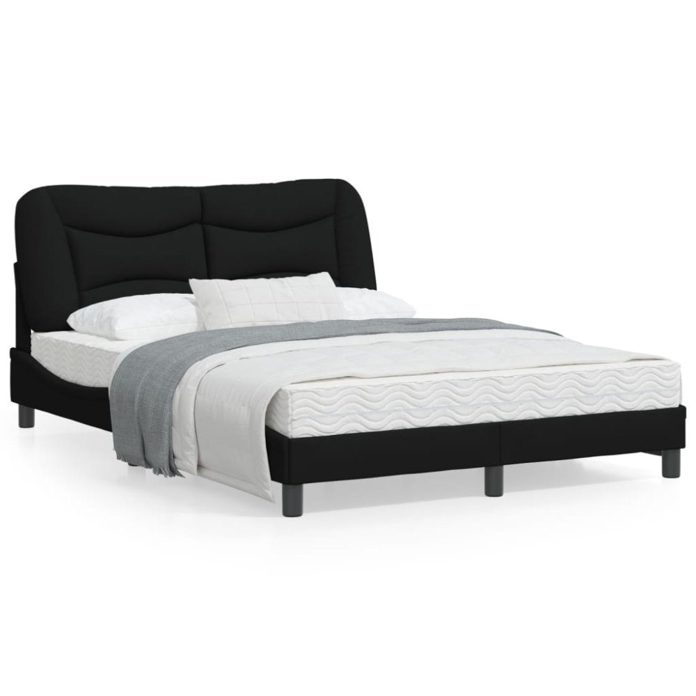 vidaXL Bed Frame with LED without Mattress "Hvar" Black 140x200 cm Fabric