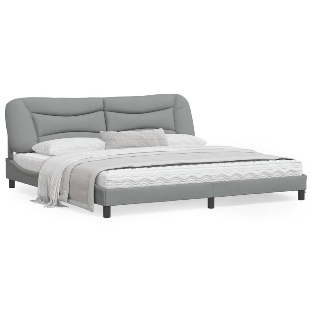 vidaXL Bed Frame with LED without Mattress "Hvar" Light Grey 200x200 cm Fabric