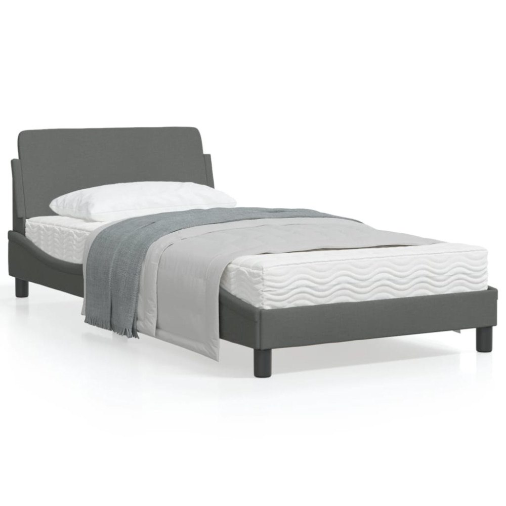 vidaXL Bed Frame "Dover" Dark Grey 100x200 cm Fabric