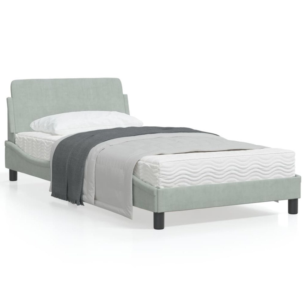 vidaXL Bed Frame "Dover" Light Grey 100x200 cm Velvet