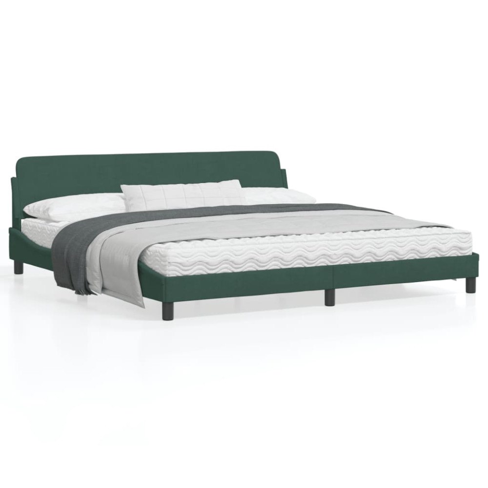 vidaXL Bed Frame "Dover" Dark Green 200x200 cm Velvet
