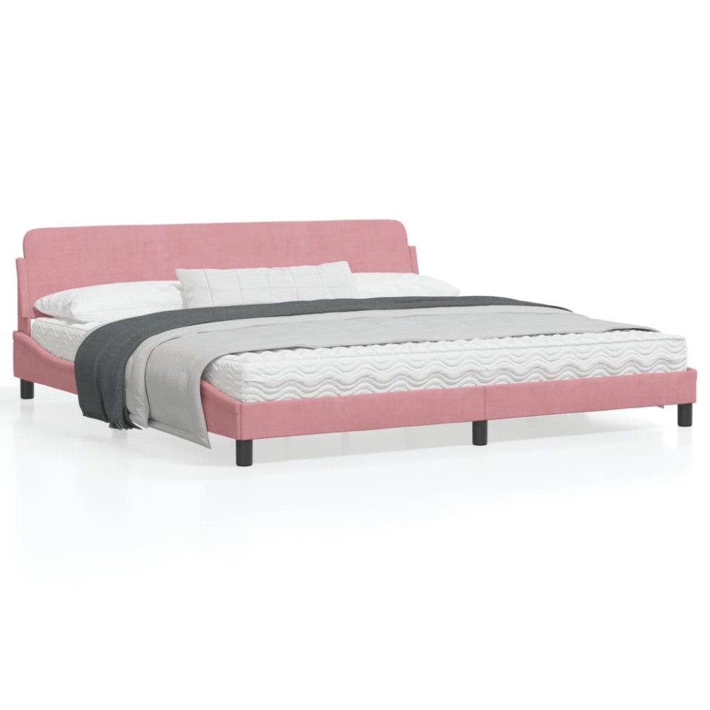 vidaXL Bed Frame "Dover" Pink 200x200 cm Velvet