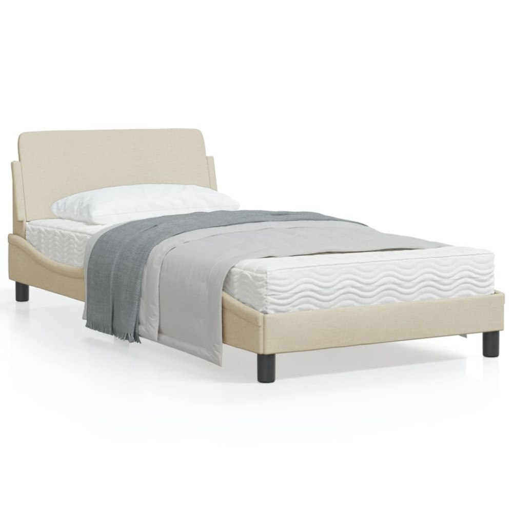 vidaXL Bed Frame "Dover" Cream 100x200 cm Fabric