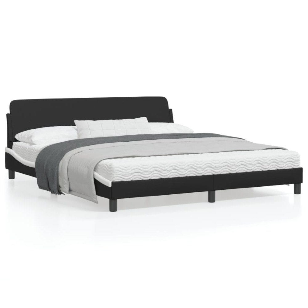 vidaXL Bed Frame "Dover" Black&White 180x200 cm Faux Leather