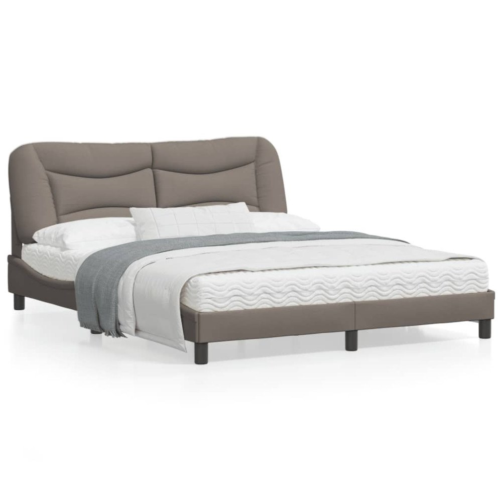 vidaXL Bed Frame with LED without Mattress "Hvar" Taupe 160x200 cm Fabric