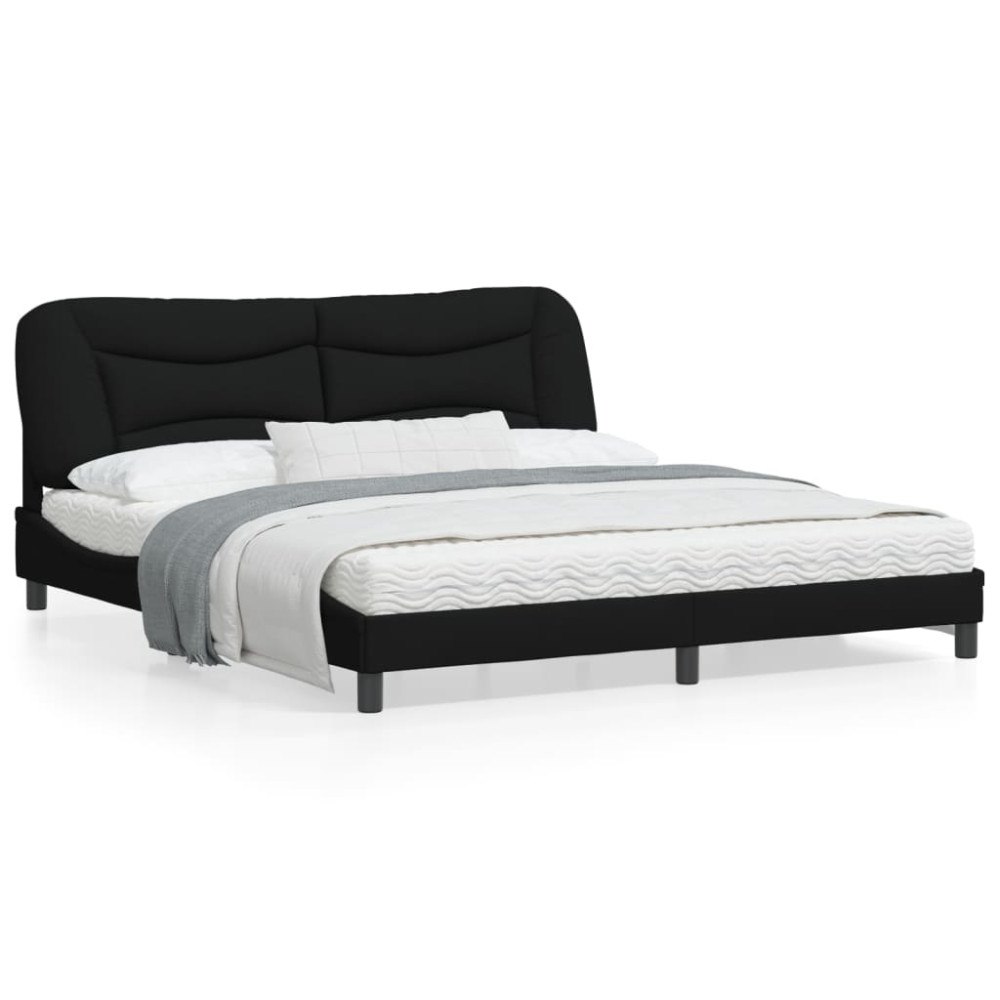 vidaXL Bed Frame with LED without Mattress "Hvar" Black 180x200 cm Fabric