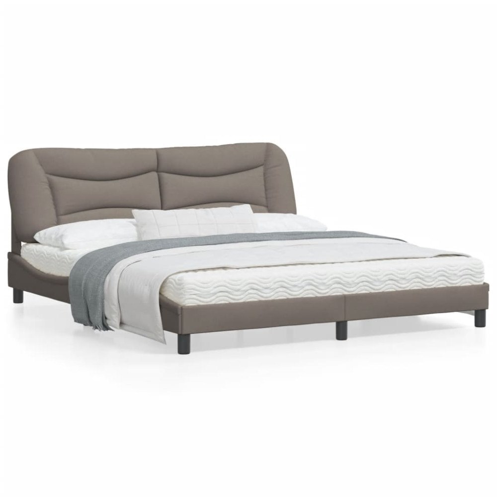 vidaXL Bed Frame with LED without Mattress "Hvar" Taupe 180x200 cm Fabric