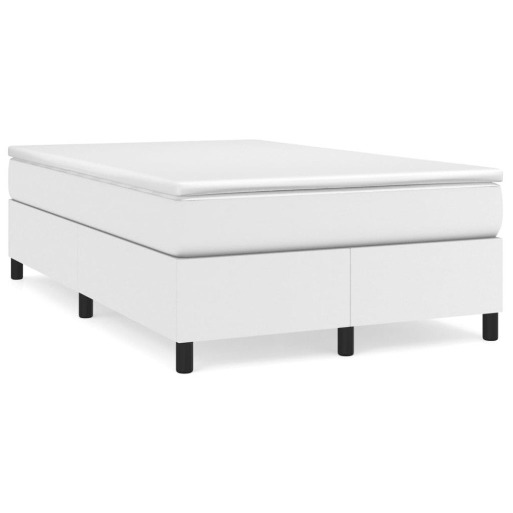 vidaXL Ramsäng med madrass vit 120x190 cm konstläder