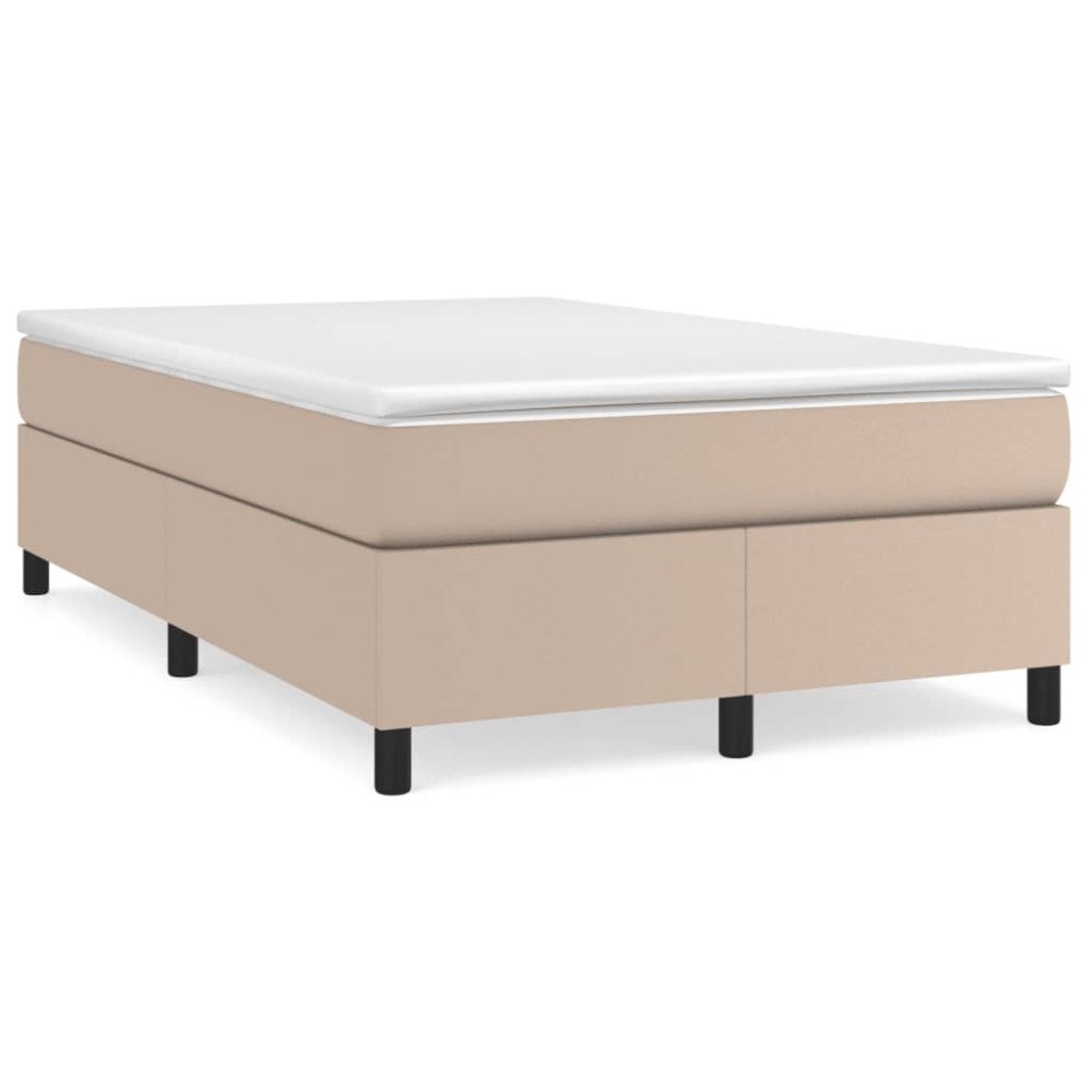 vidaXL Ramsäng med bäddmadrass cappuccino 120x190 cm konstläder