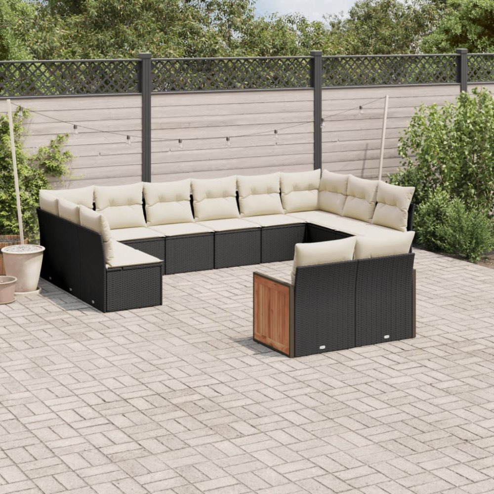 vidaXL Loungegrupp med dynor 12 delar svart konstrotting