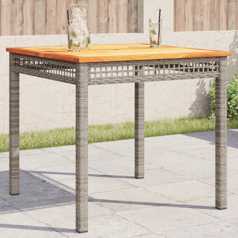 vidaXL Trädgårdsbord grå 80x80x74 cm konstrotting akaciaträ