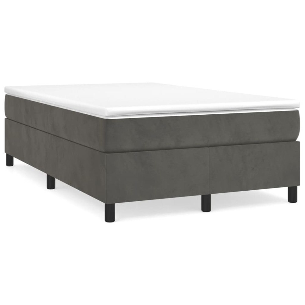 vidaXL Ramsäng med madrass mörkgrå 120x190 cm sammet