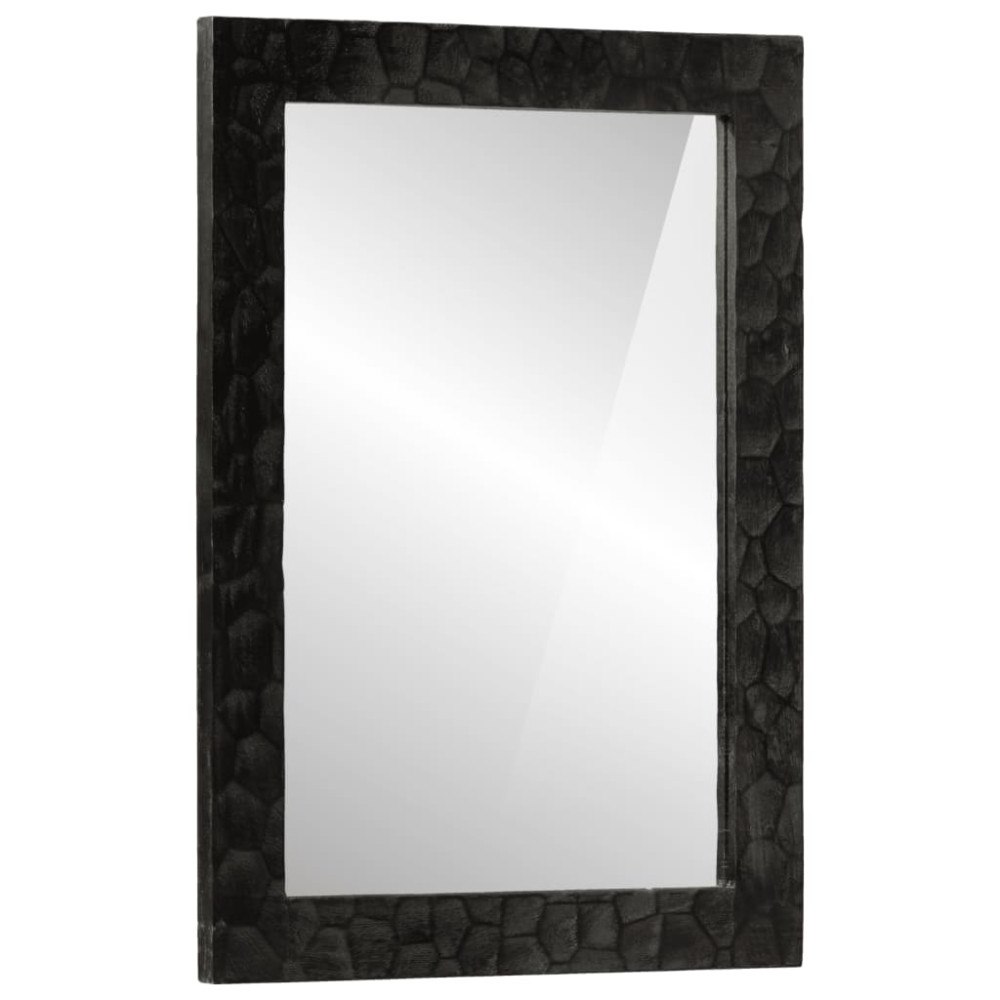 vidaXL Badrumsspegel svart 50x70x2,5 cm massivt mangoträ och glas