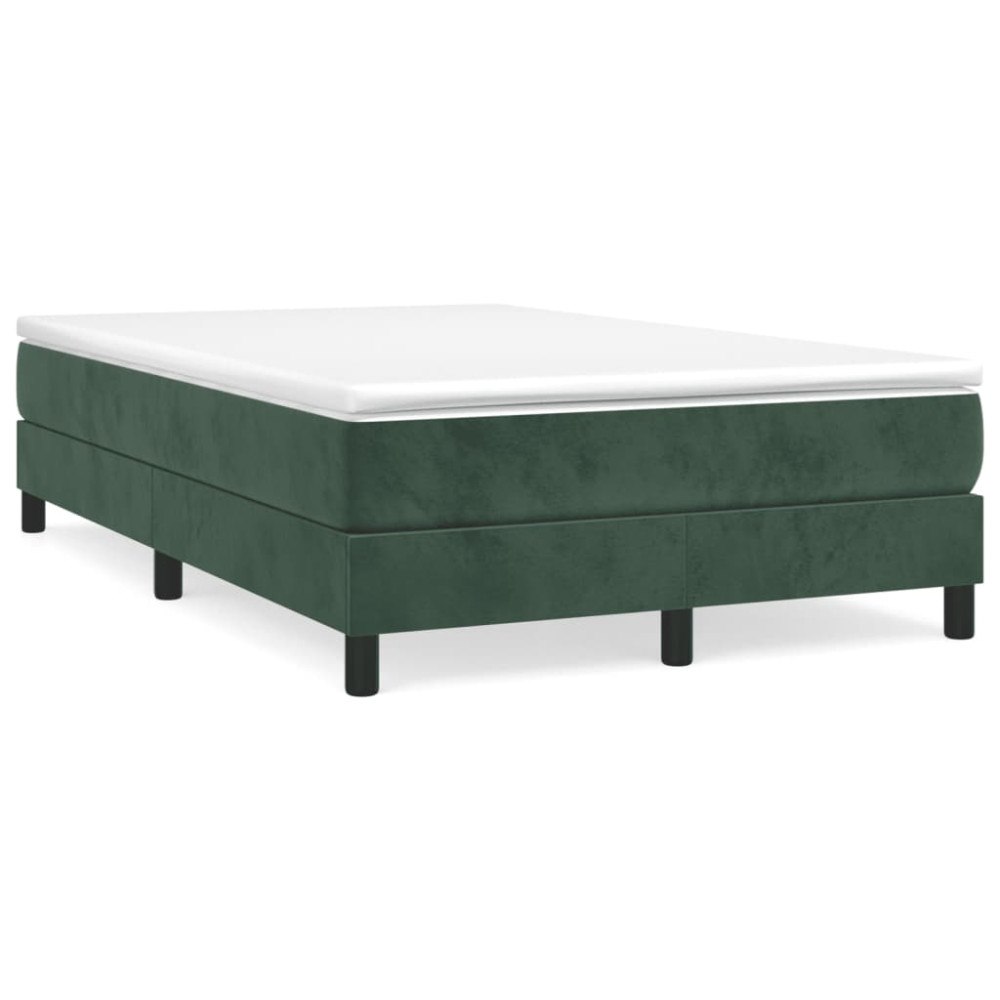 vidaXL Ramsäng med madrass mörkgrön 120x190 cm sammet