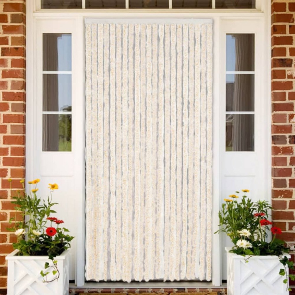 vidaXL Insektsgardin beige och vit 100x230 cm chenille