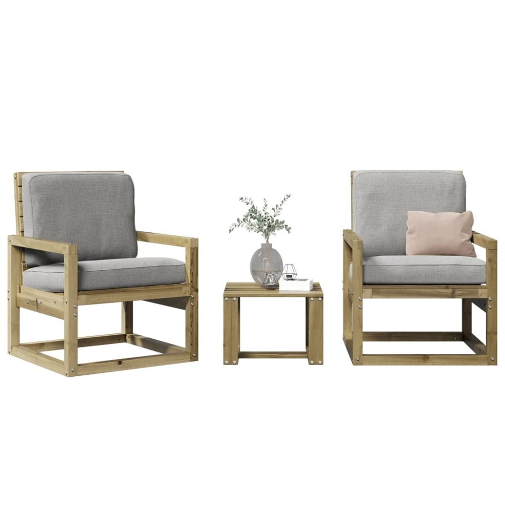 vidaXL Loungegrupp för trädgården 3 delar impregnerad furu