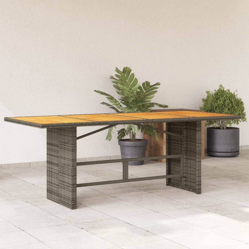 vidaXL Trädgårdsbord med akaciaträ grå 190x80x74 cm konstrotting