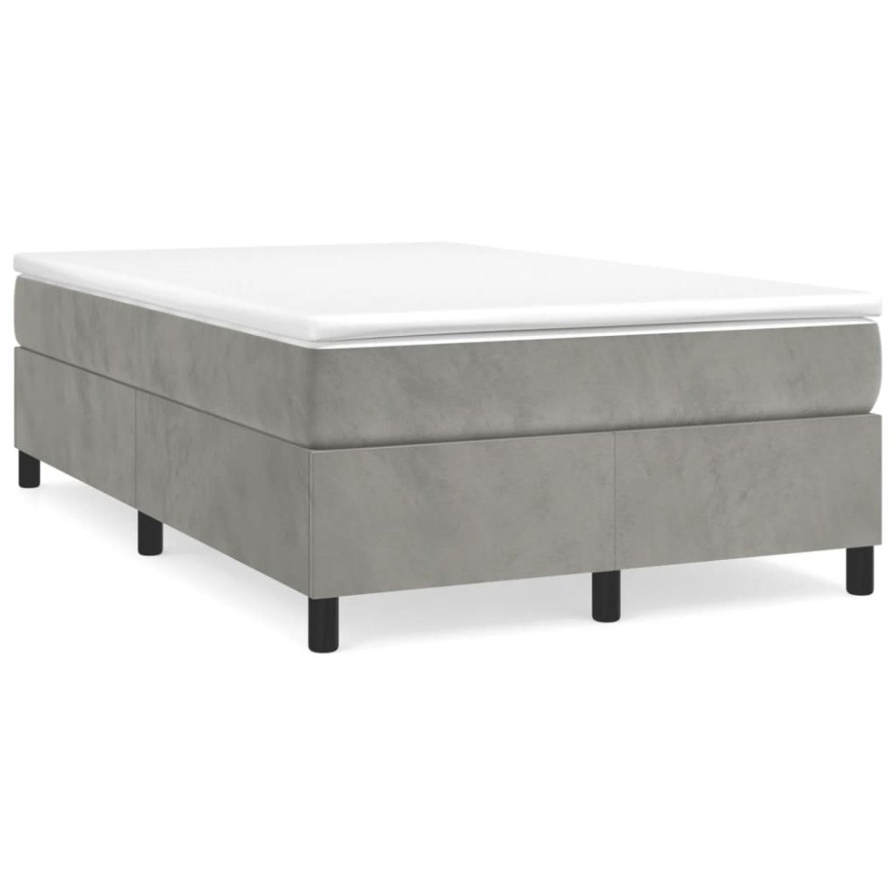 vidaXL Ramsäng med madrass ljusgrå 120x190 cm sammet