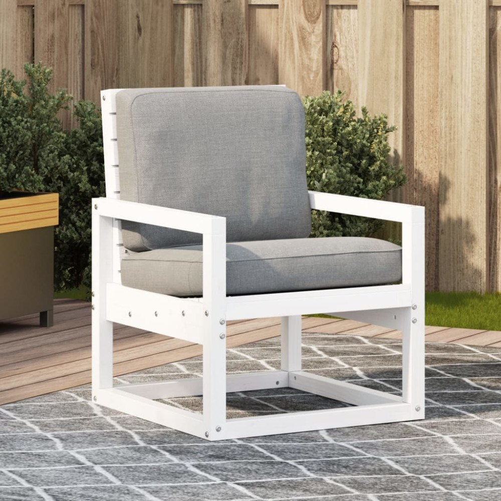 vidaXL Trädgårdsstol vit 57,5x63x76 cm massiv furu