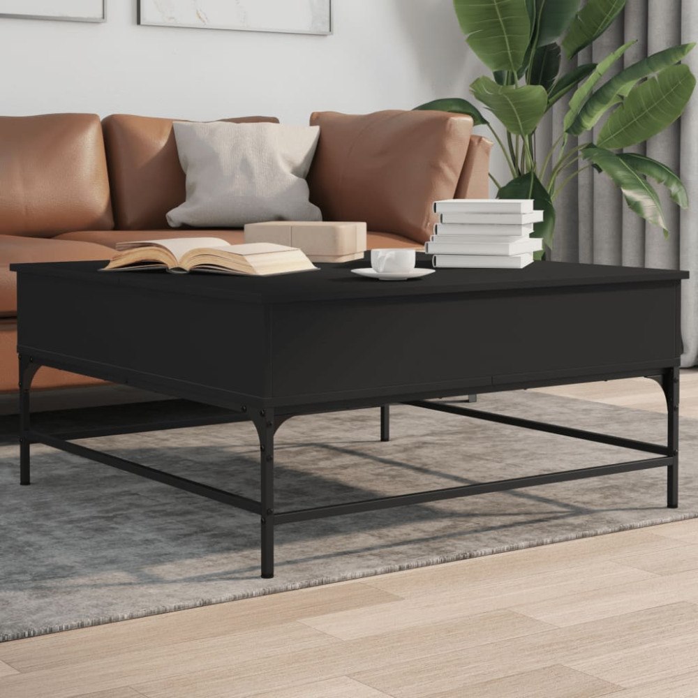 vidaXL Soffbord svart 95x95x45 cm konstruerat trä och metall