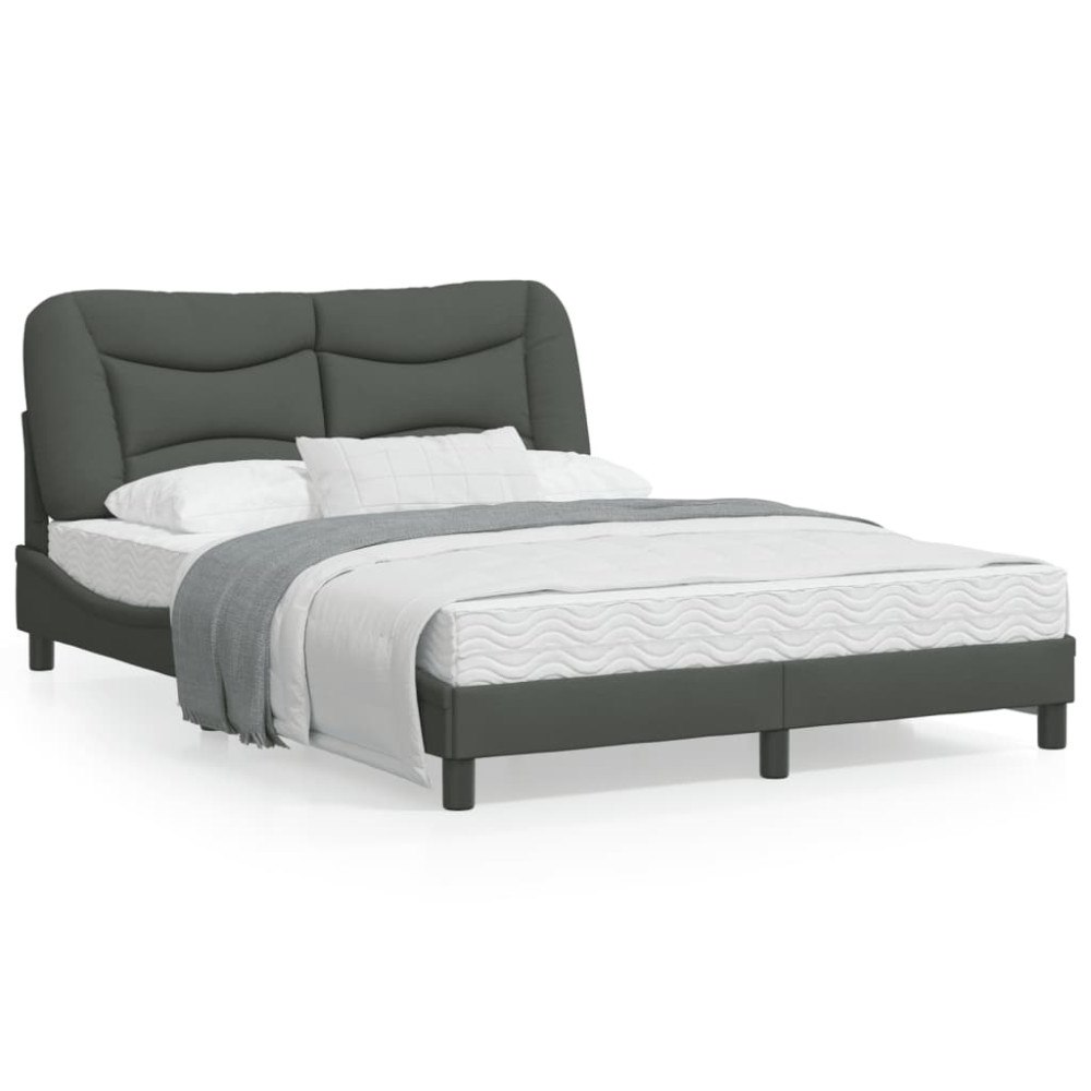 vidaXL Bed Frame without Mattress "Hvar" Dark Grey 140x190 cm Fabric