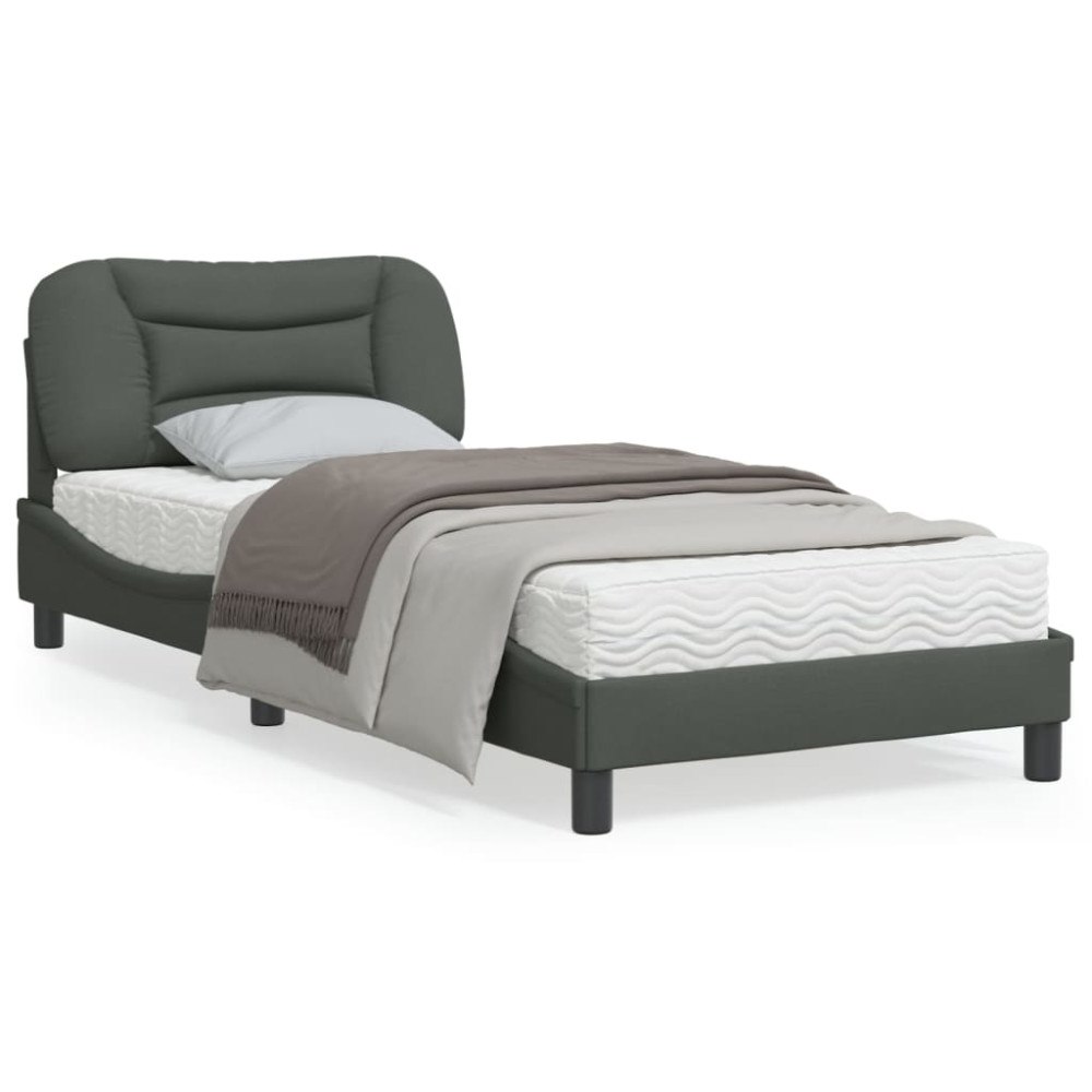 vidaXL Bed Frame without Mattress "Hvar" Dark Grey 90x200 cm Fabric