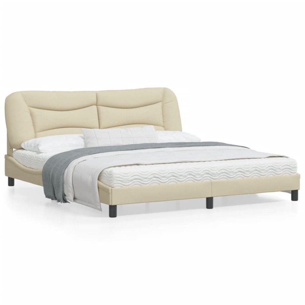 vidaXL Bed Frame without Mattress "Hvar" Cream 180x200 cm Fabric