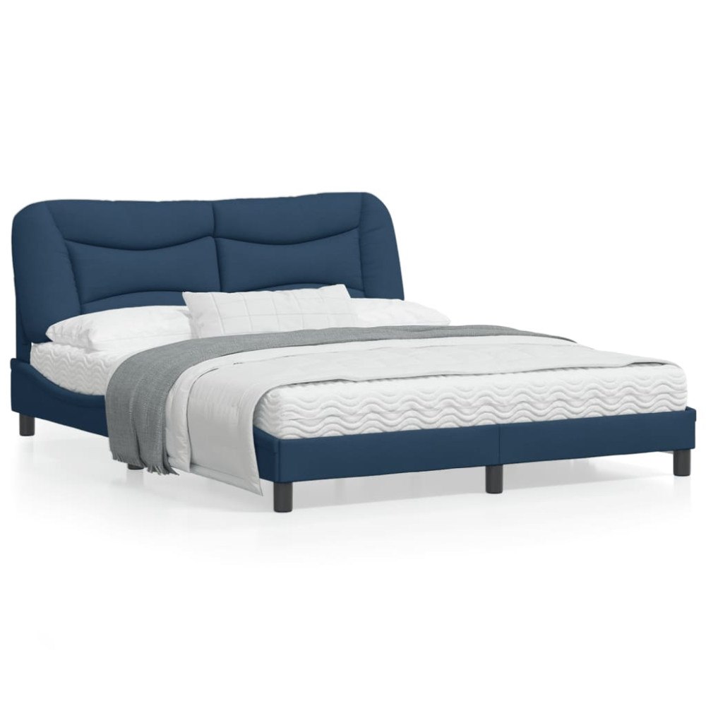 vidaXL Bed Frame without Mattress "Hvar" Blue 160x200 cm Fabric