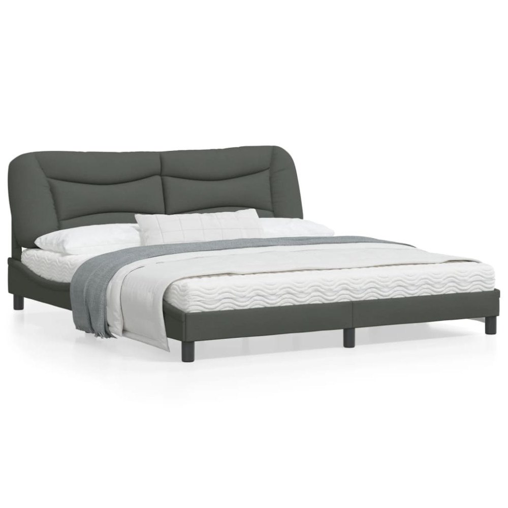 vidaXL Bed Frame without Mattress "Hvar" Dark Grey 180x200 cm Fabric
