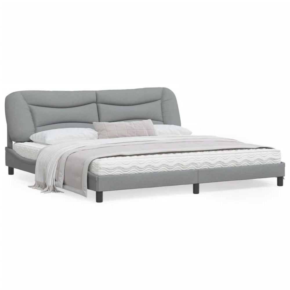 vidaXL Bed Frame without Mattress "Hvar" Light Grey 200x200 cm Fabric