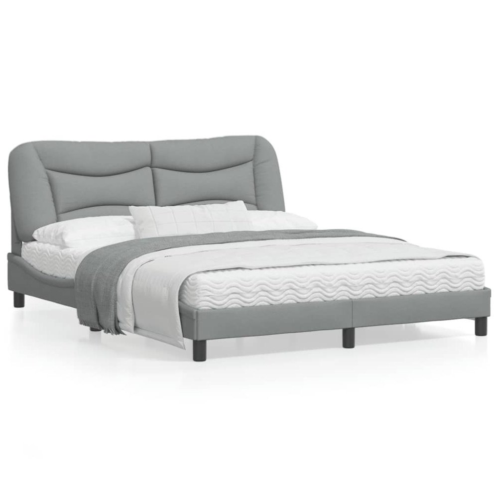vidaXL Sängram utan madrass ljusgrå 160x200 cm tyg