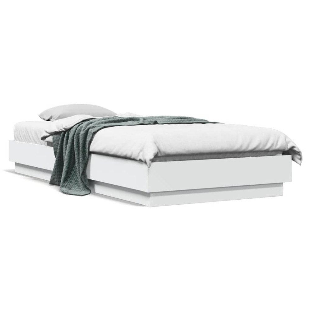 vidaXL Sängram vit 90x200 cm konstruerat trä