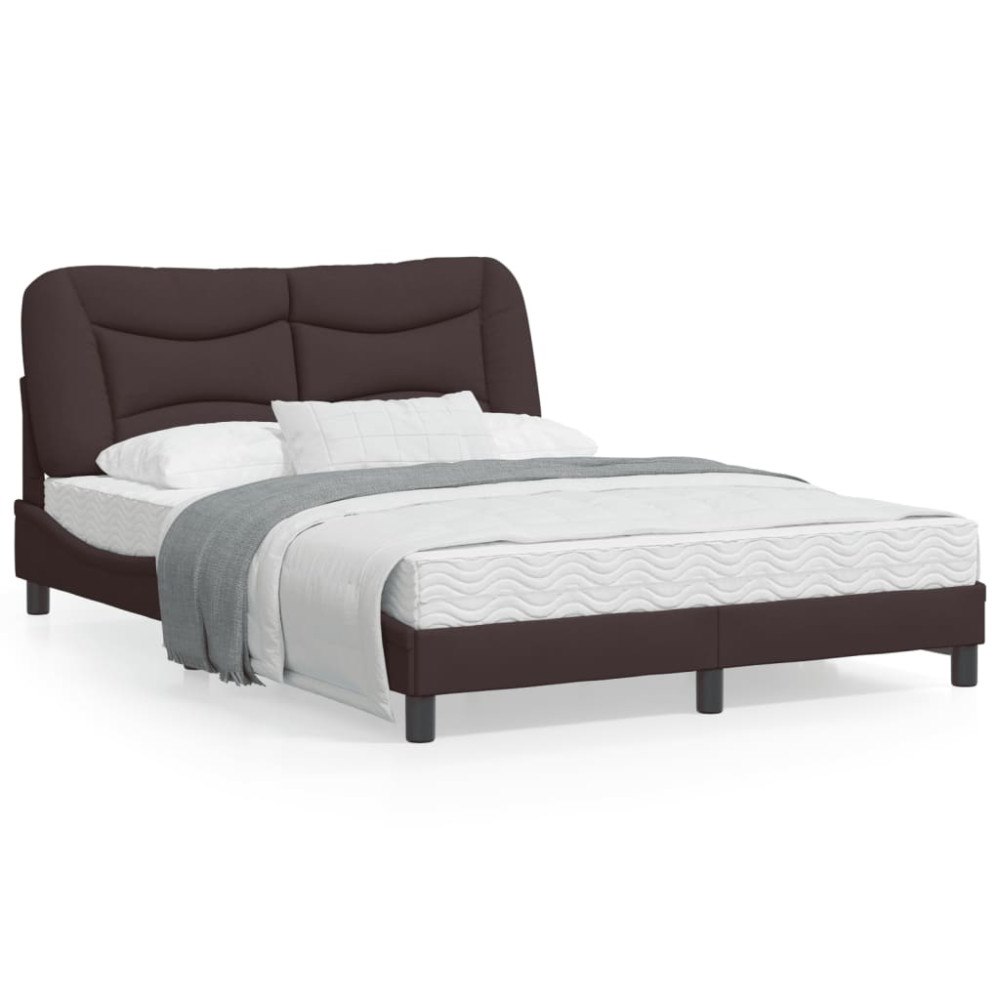 vidaXL Sängram utan madrass mörkbrun 140x190 cm tyg