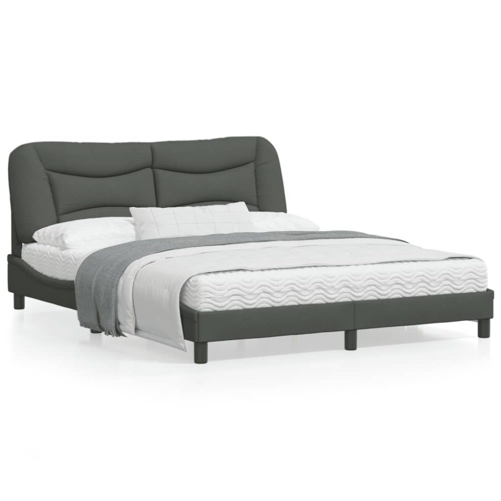 vidaXL Bed Frame without Mattress "Hvar" Dark Grey 160x200 cm Fabric
