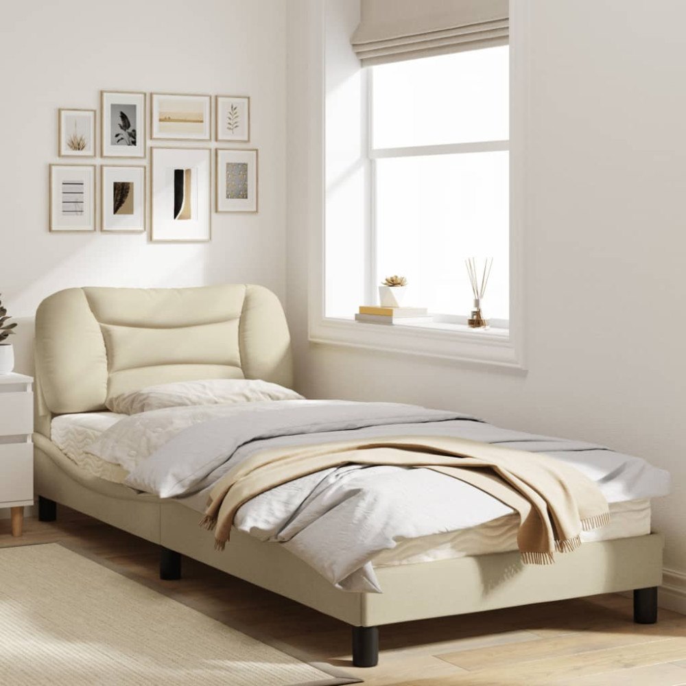 vidaXL Bed Frame without Mattress "Hvar" Cream 80x200 cm Fabric