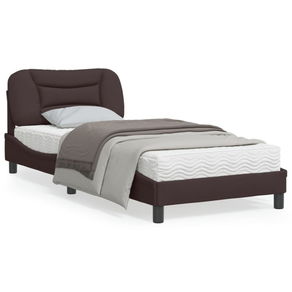 vidaXL Bed Frame without Mattress "Hvar" Dark Brown 90x190 cm Fabric