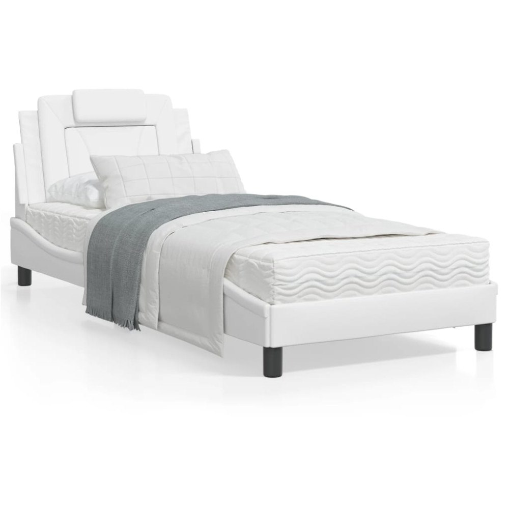 vidaXL Bed "Viana" with Mattress White 80x200 cm Faux Leather