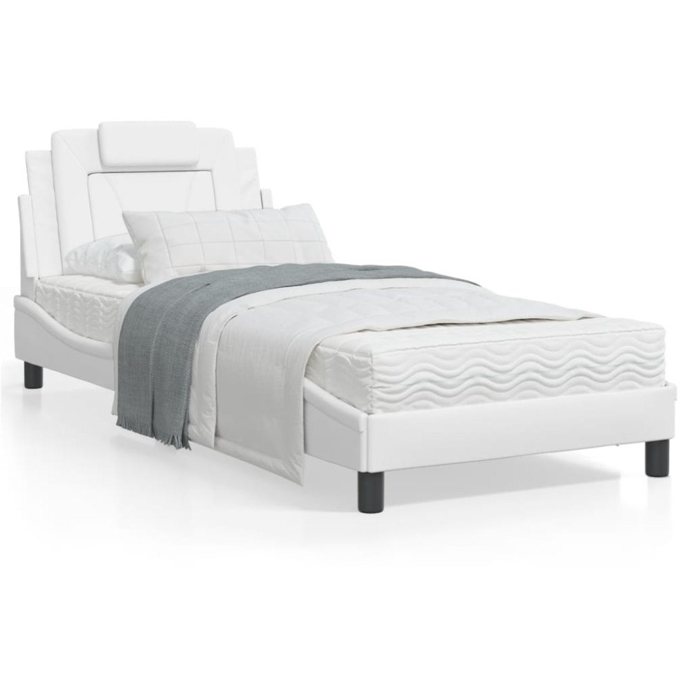 vidaXL Bed "Viana" with Mattress White 90x200 cm Faux Leather