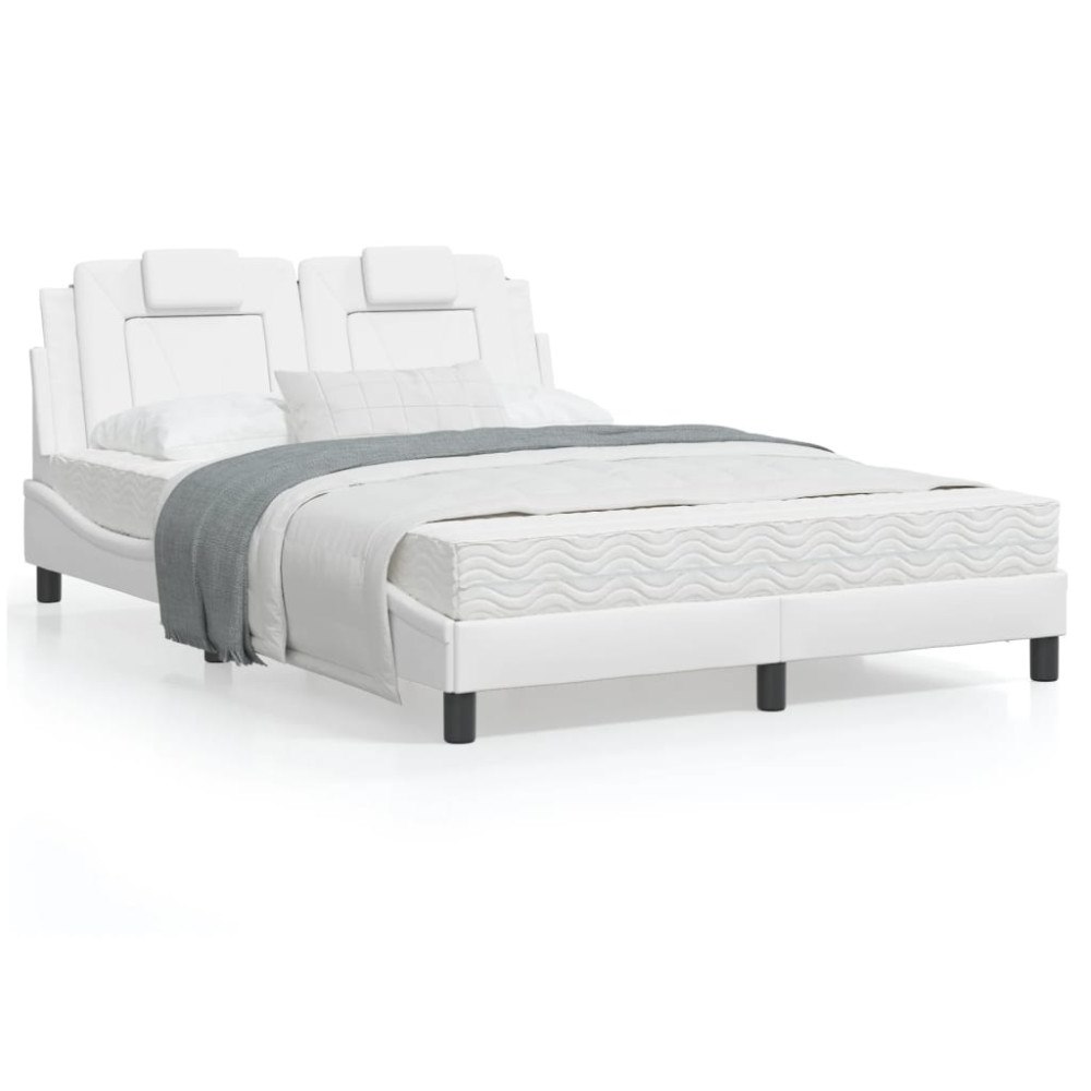 vidaXL Bed "Viana" with Mattress White 120x200 cm Faux Leather