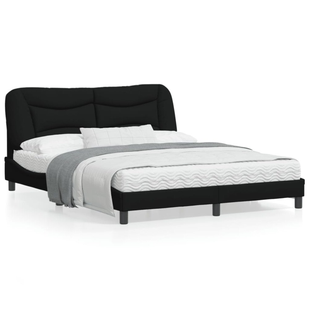 vidaXL Bed Frame without Mattress "Hvar" Black 160x200 cm Fabric
