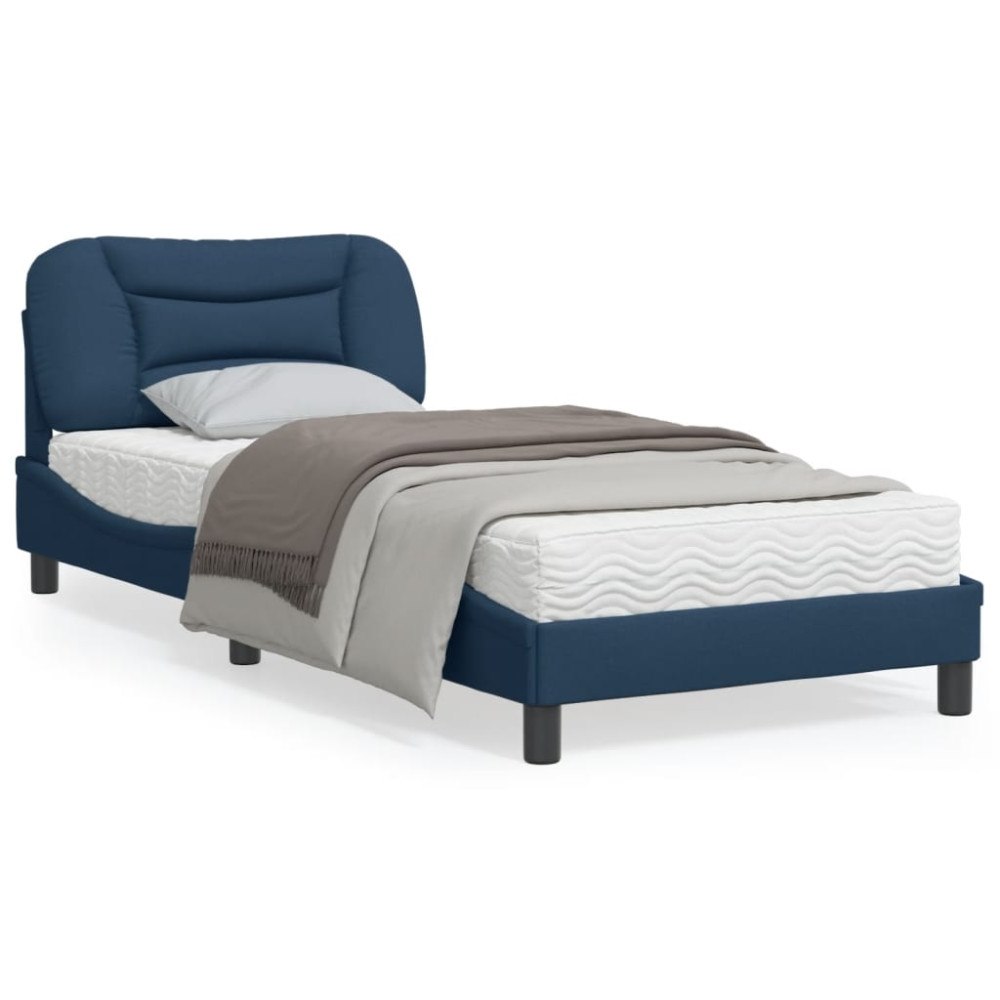 vidaXL Bed Frame without Mattress "Hvar" Blue 90x190 cm Fabric