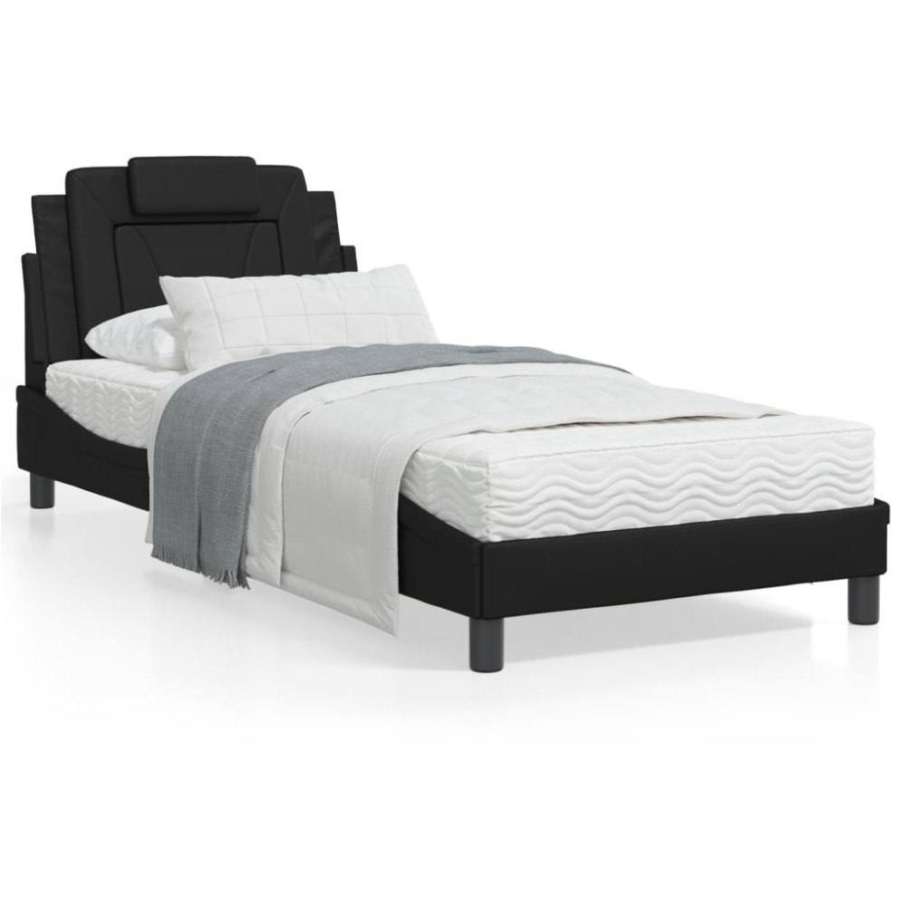 vidaXL Bed "Viana" with Mattress Black 80x200 cm Faux Leather