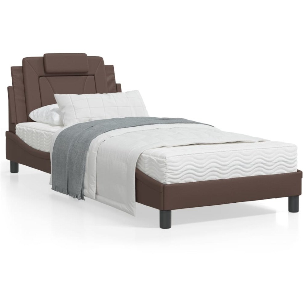 vidaXL Bed "Viana" with Mattress Brown 80x200 cm Faux Leather