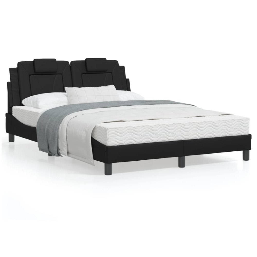 vidaXL Bed "Viana" with Mattress Black 120x200 cm Faux Leather