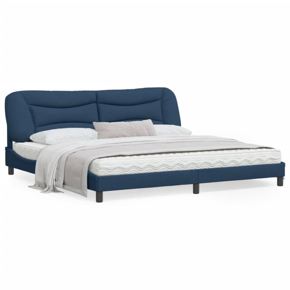 vidaXL Bed Frame without Mattress "Hvar" Blue 200x200 cm Fabric