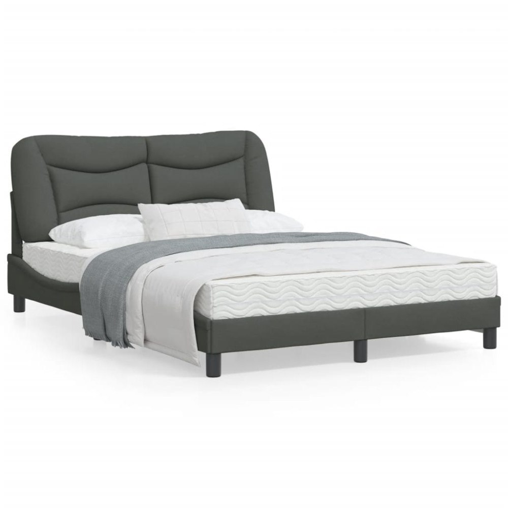 vidaXL Bed Frame without Mattress "Hvar" Dark Grey 140x200 cm Fabric