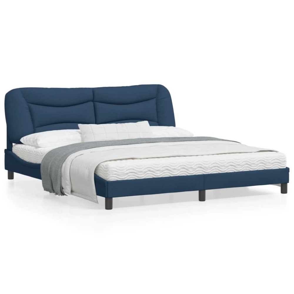vidaXL Bed Frame without Mattress "Hvar" Blue 180x200 cm Fabric
