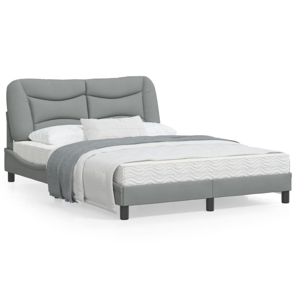 vidaXL Bed Frame without Mattress "Hvar" Light Grey 140x190 cm Fabric